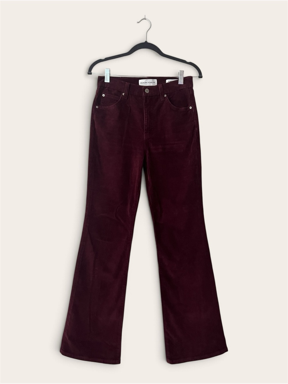 Aritzia Denim Forum Bettie High Rise Flare Corduroy Pants Burgundy 26